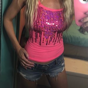 Gorgeous pink sequin tank top ✨